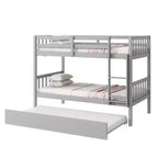 Bellemave Lit superposé jumeau sur jumeau avec lit gigogne, en bois d'hévéa massif, convertible en deux lits jumeaux, échelle et barrières de sécurité, design peu encombrant