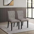 ChaletPosh Chaise de salle à manger noire en bois avec housse en lin
