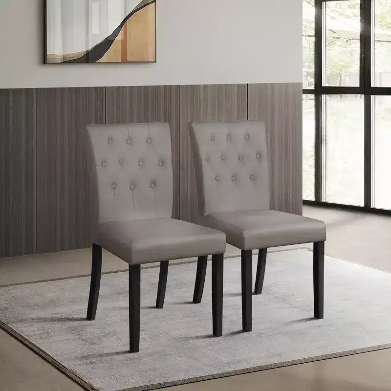 ChaletPosh Chaise de salle à manger noire en bois avec housse en lin