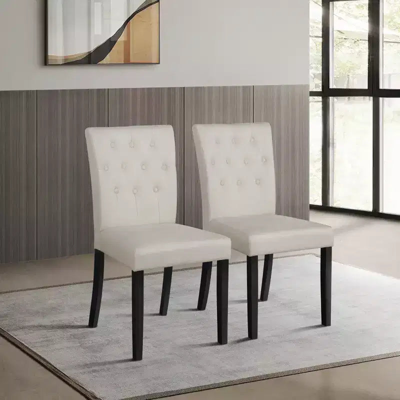 ChaletPosh Chaise de salle à manger noire en bois avec housse en lin