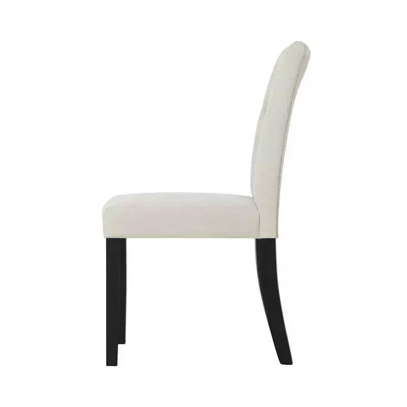 ChaletPosh Chaise de salle à manger noire en bois avec housse en lin
