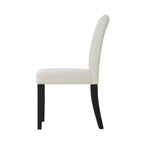 ChaletPosh Chaise de salle à manger noire en bois avec housse en lin