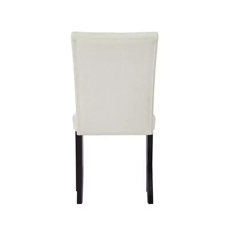 ChaletPosh Chaise de salle à manger noire en bois avec housse en lin