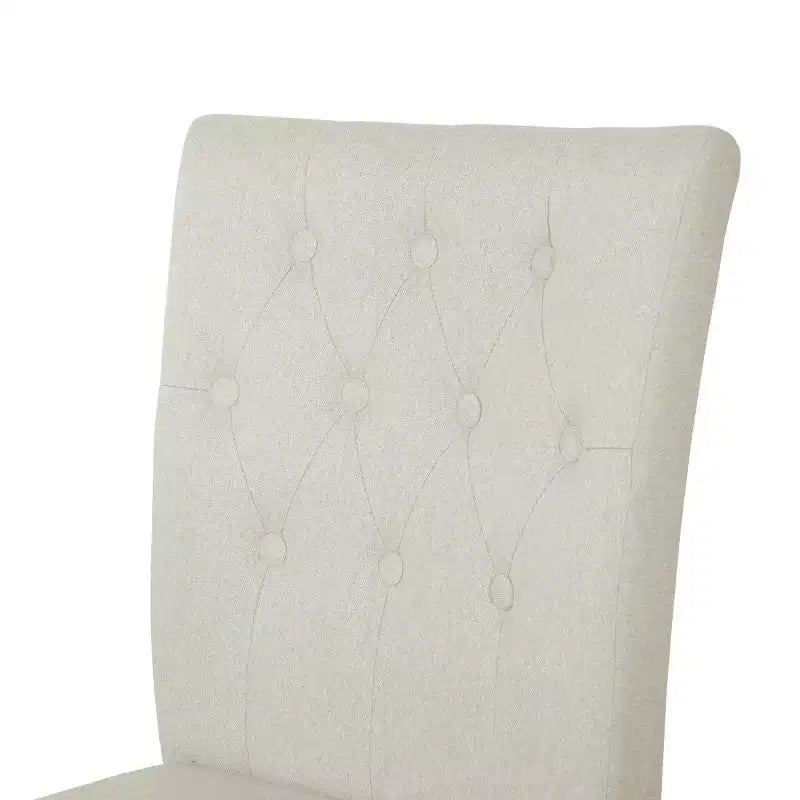 ChaletPosh Chaise de salle à manger noire en bois avec housse en lin