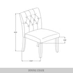 ChaletPosh Chaise de salle à manger noire en bois avec housse en lin