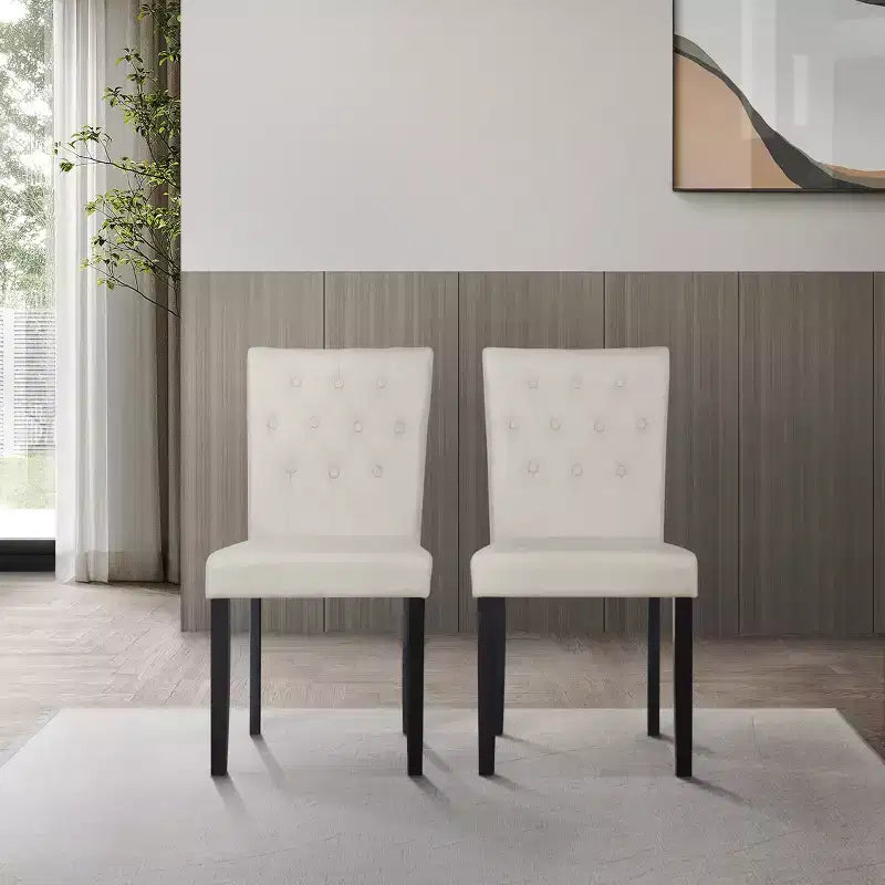 ChaletPosh Black Wooden Dining Chair with Linen Cover