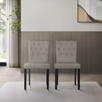 ChaletPosh Chaise de salle à manger noire en bois avec housse en lin