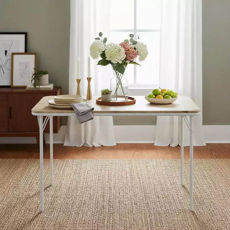 Table pliante FurnitureR de 42,9 po avec plateau en bois MDF et pieds métalliques robustes, bureau pliable peu encombrant pour les repas, l'étude, les petits appartements et l'extérieur