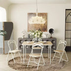 Table pliante FurnitureR de 42,9 po avec plateau en bois MDF et pieds métalliques robustes, bureau pliable peu encombrant pour les repas, l'étude, les petits appartements et l'extérieur