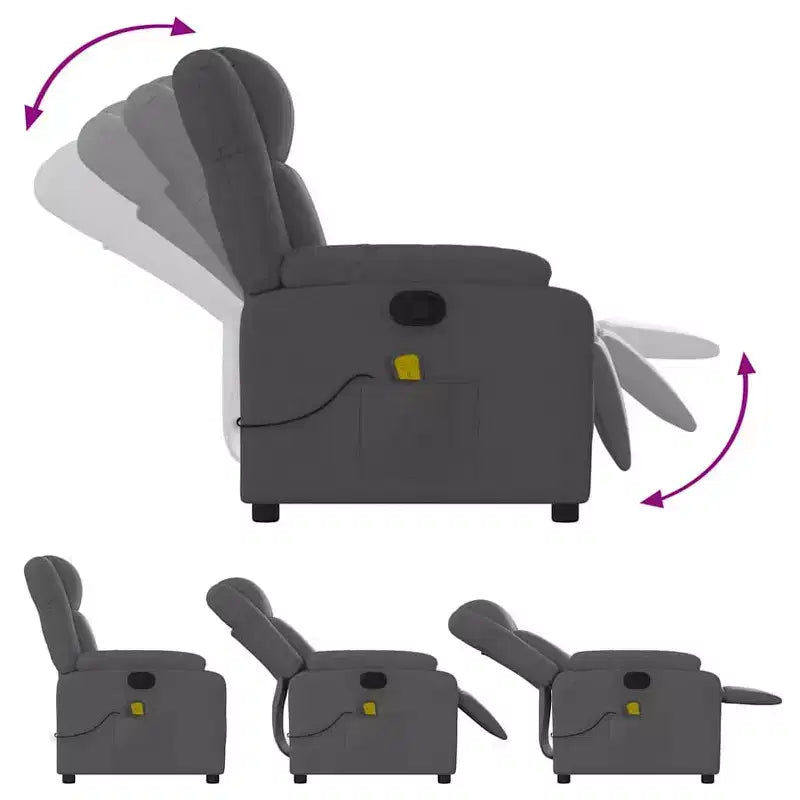 vidaXL Fauteuil inclinable de massage – Dossier inclinable manuel gris clair