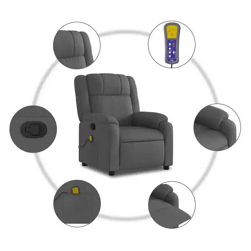 vidaXL Fauteuil inclinable de massage – Dossier inclinable manuel gris clair
