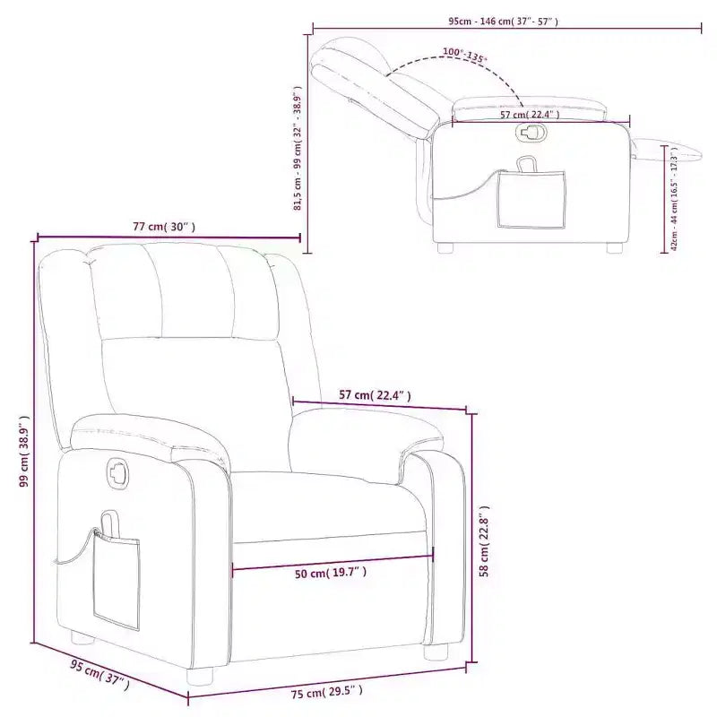 vidaXL Fauteuil inclinable de massage – Dossier inclinable manuel gris clair
