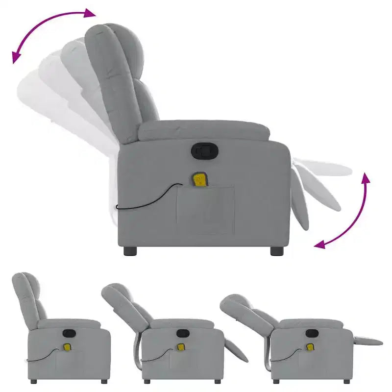 vidaXL Fauteuil inclinable de massage – Dossier inclinable manuel gris clair