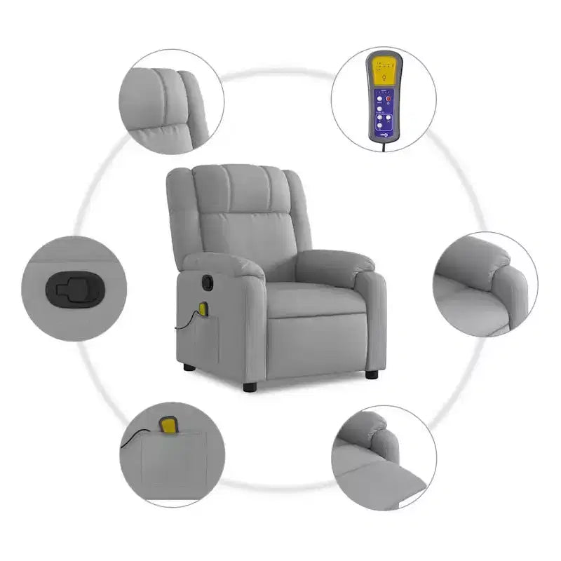 vidaXL Fauteuil inclinable de massage – Dossier inclinable manuel gris clair