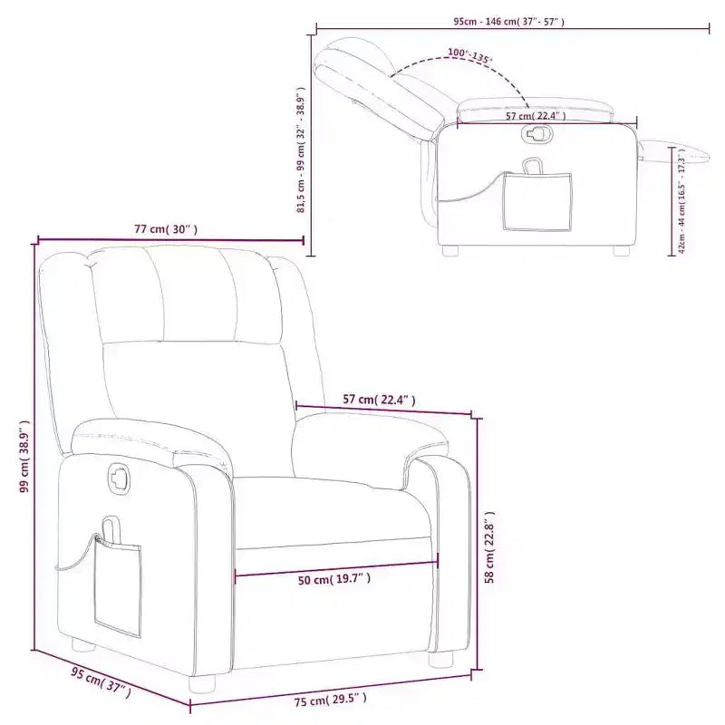 vidaXL Fauteuil inclinable de massage – Dossier inclinable manuel gris clair
