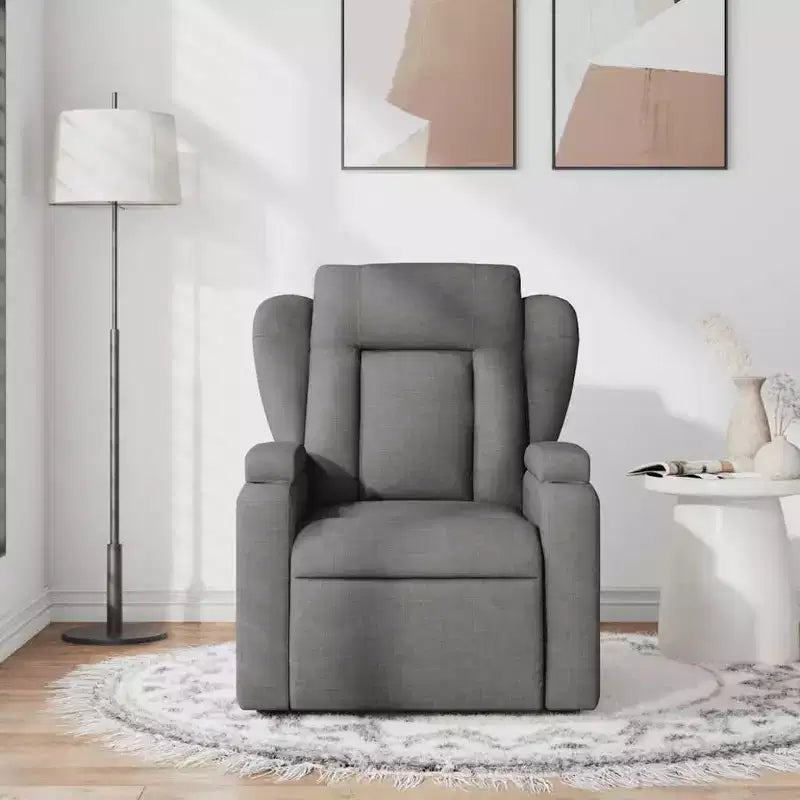 vidaXL Fauteuil inclinable de massage en tissu gris foncé