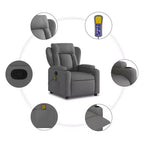 vidaXL Fauteuil inclinable de massage en tissu gris foncé