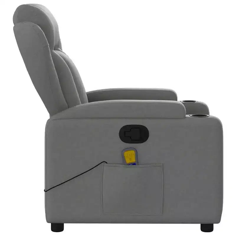 vidaXL Fauteuil inclinable de massage en tissu gris foncé