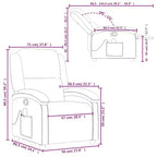 vidaXL Fauteuil inclinable de massage Chaise de cinéma maison Wingback en velours