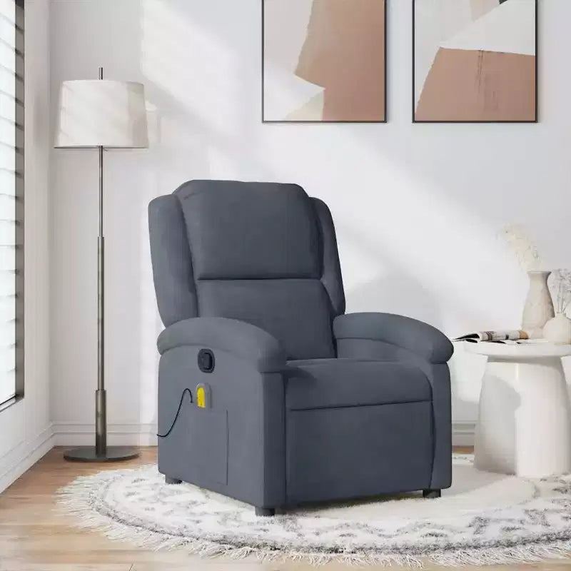 vidaXL Fauteuil inclinable de massage Chaise de cinéma maison Wingback en velours
