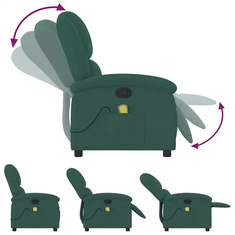 vidaXL Fauteuil inclinable de massage Chaise de cinéma maison Wingback en velours
