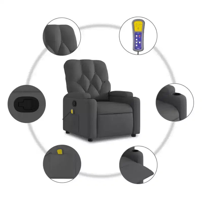 vidaXL Fauteuil inclinable de massage Chaise de cinéma maison Wingback en velours