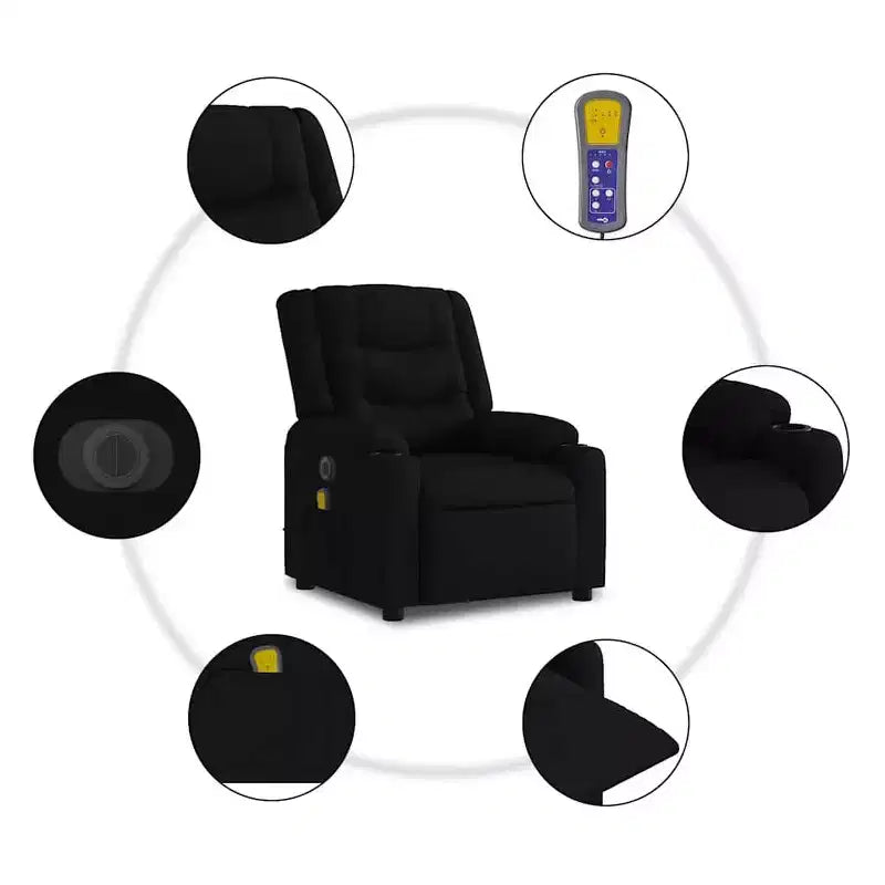 vidaXL Fauteuil inclinable de massage Chaise de cinéma maison Wingback en velours