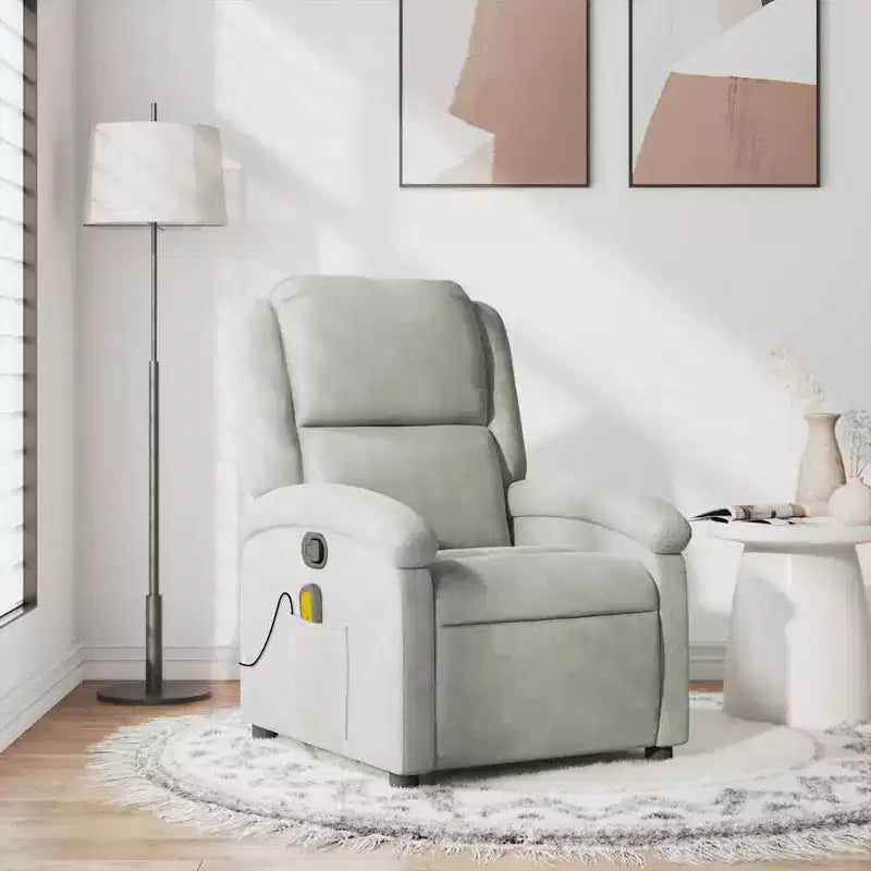 vidaXL Fauteuil inclinable de massage Chaise de cinéma maison Wingback en velours