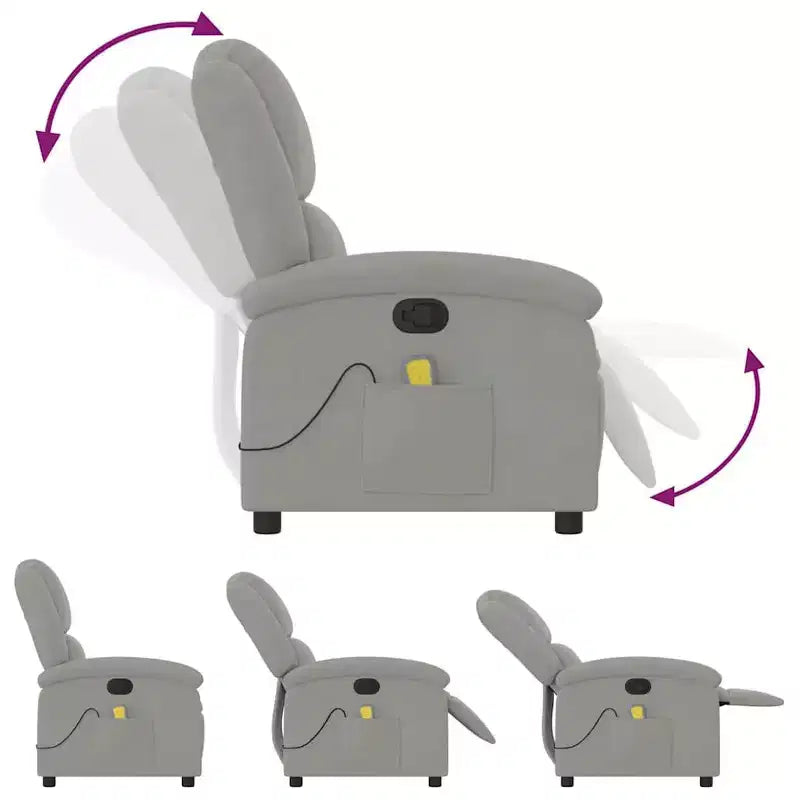 vidaXL Fauteuil inclinable de massage Chaise de cinéma maison Wingback en velours