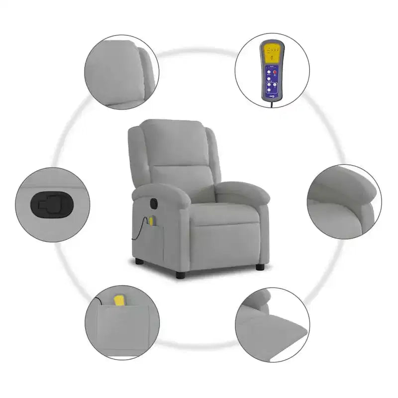 vidaXL Fauteuil inclinable de massage Chaise de cinéma maison Wingback en velours