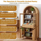 Armoire de cuisine haute de 180 cm avec portes vitrées, meuble de rangement autonome pour cuisine, salle à manger ou salon-Panipeachy