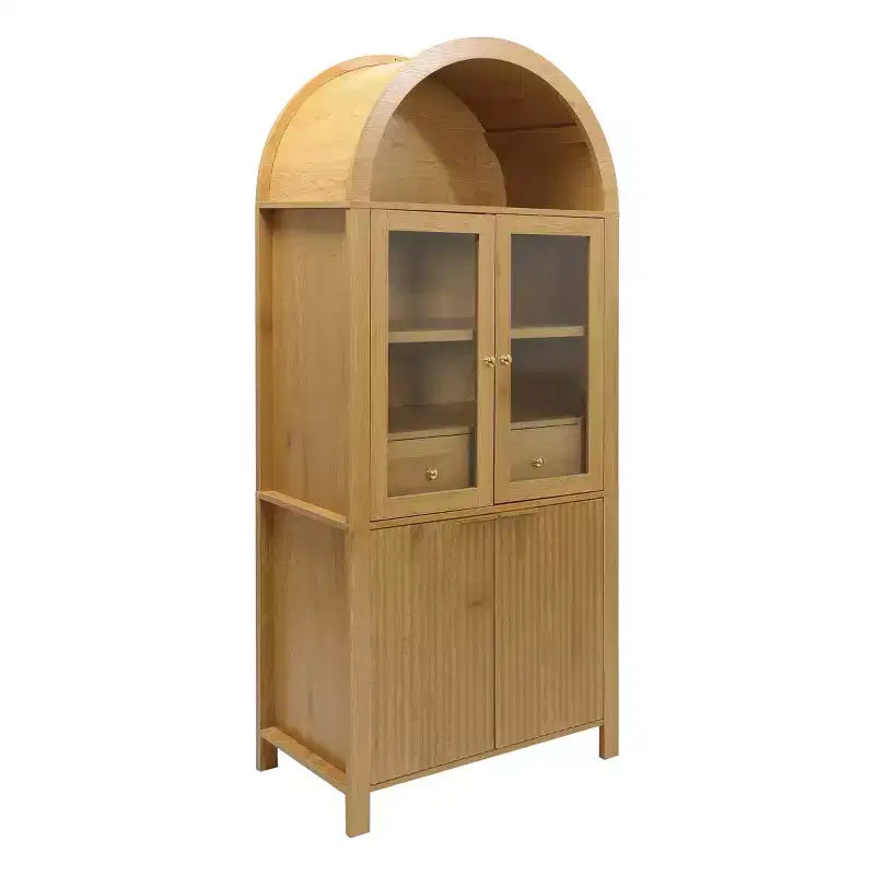 Armoire de cuisine haute de 180 cm avec portes vitrées, meuble de rangement autonome pour cuisine, salle à manger ou salon-Panipeachy