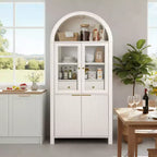 Armoire de cuisine haute de 180 cm avec portes vitrées, meuble de rangement autonome pour cuisine, salle à manger ou salon-Panipeachy