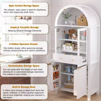 Armoire de cuisine haute de 180 cm avec portes vitrées, meuble de rangement autonome pour cuisine, salle à manger ou salon-Panipeachy
