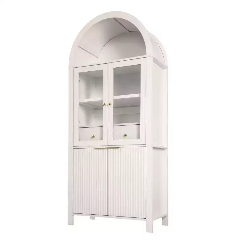 Armoire de cuisine haute de 180 cm avec portes vitrées, meuble de rangement autonome pour cuisine, salle à manger ou salon-Panipeachy