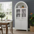 Armoire de cuisine haute de 180 cm avec portes vitrées, meuble de rangement autonome pour cuisine, salle à manger ou salon-Panipeachy