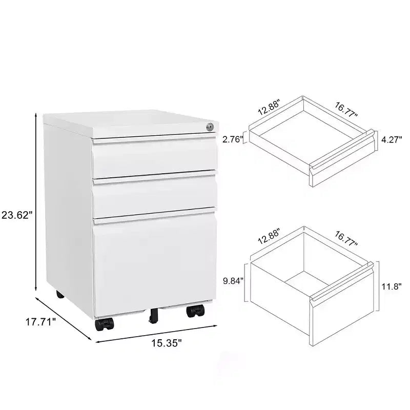 Okak Petit Meuble Classeur Mobile Moderne avec Tiroirs/Portes Verrouillables, Organisateur de Rangement pour Bureau à Domicile, Sous le Bureau