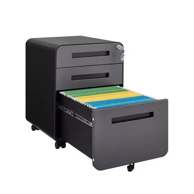 Okak Petit Meuble Classeur Mobile Moderne avec Tiroirs/Portes Verrouillables, Organisateur de Rangement pour Bureau à Domicile, Sous le Bureau