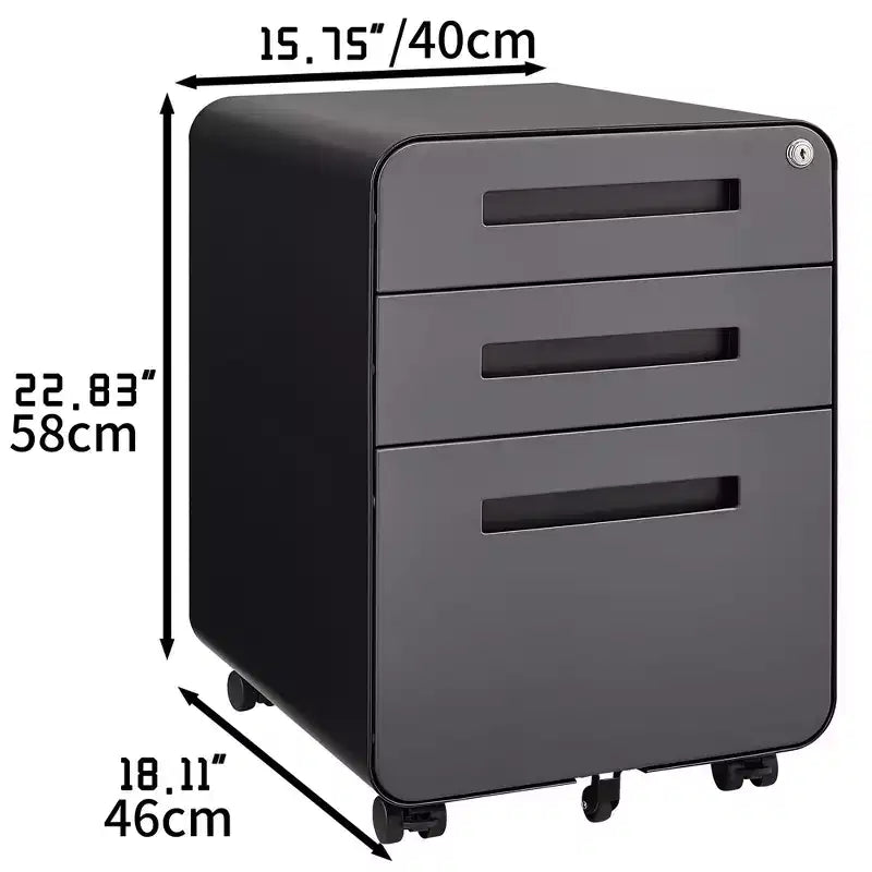 Okak Petit Meuble Classeur Mobile Moderne avec Tiroirs/Portes Verrouillables, Organisateur de Rangement pour Bureau à Domicile, Sous le Bureau