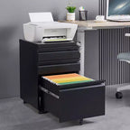 Okak Petit Meuble Classeur Mobile Moderne avec Tiroirs/Portes Verrouillables, Organisateur de Rangement pour Bureau à Domicile, Sous le Bureau