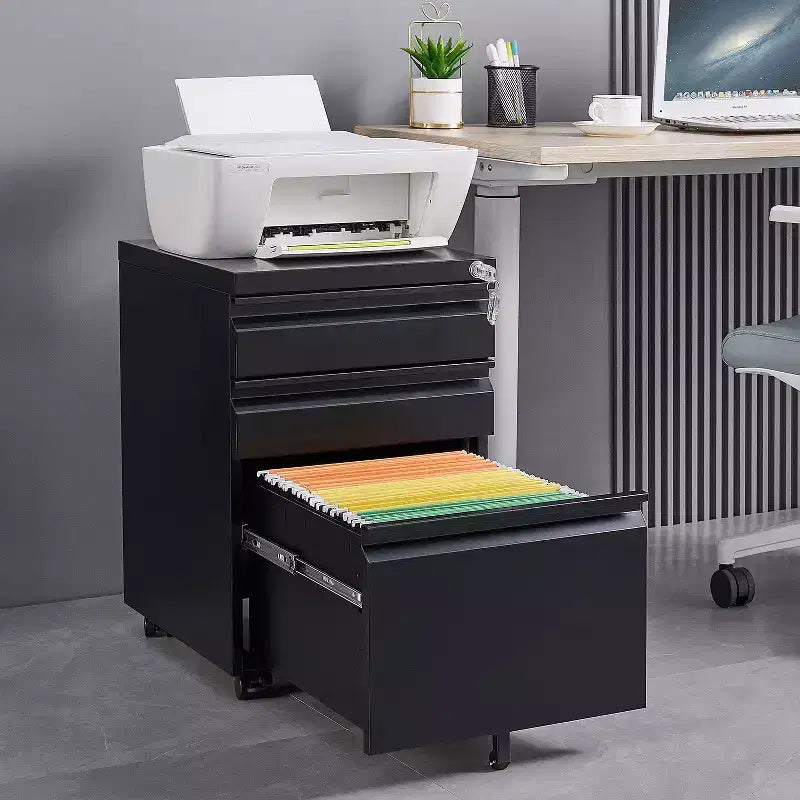 Okak Petit Meuble Classeur Mobile Moderne avec Tiroirs/Portes Verrouillables, Organisateur de Rangement pour Bureau à Domicile, Sous le Bureau