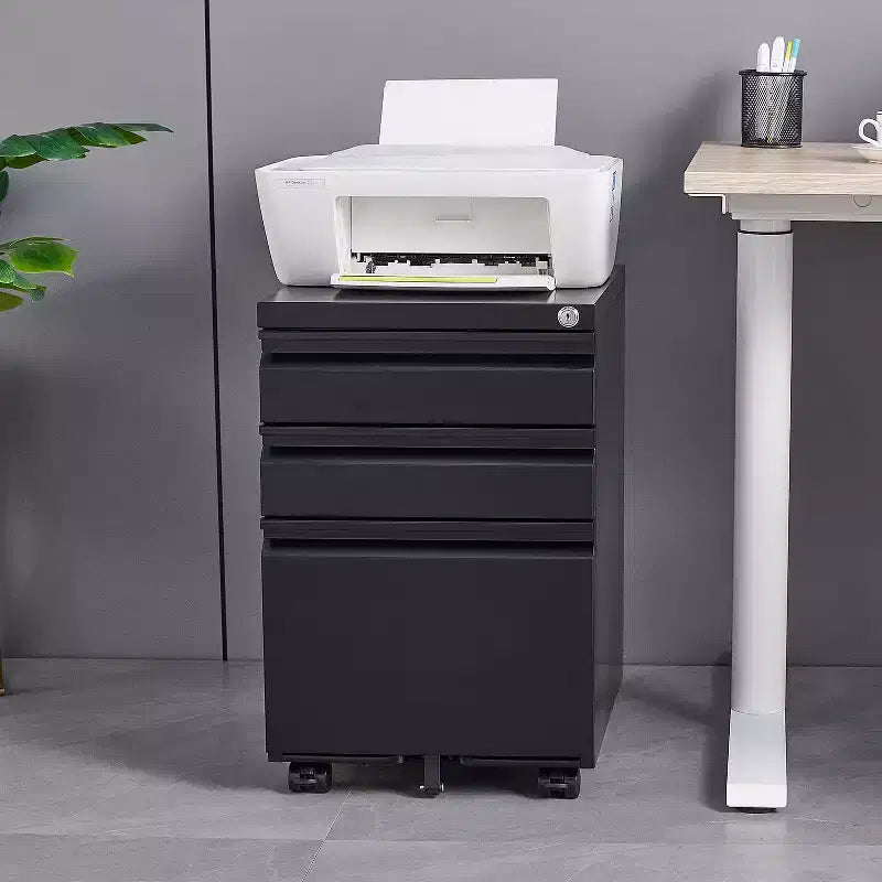 Okak Petit Meuble Classeur Mobile Moderne avec Tiroirs/Portes Verrouillables, Organisateur de Rangement pour Bureau à Domicile, Sous le Bureau