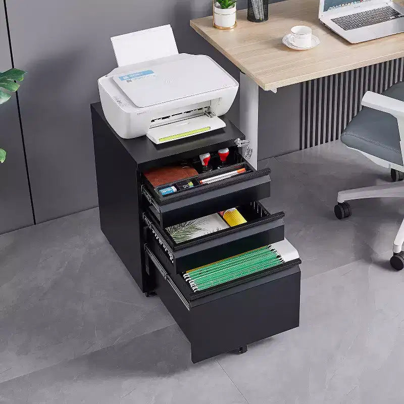 Okak Petit Meuble Classeur Mobile Moderne avec Tiroirs/Portes Verrouillables, Organisateur de Rangement pour Bureau à Domicile, Sous le Bureau