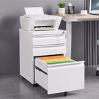 Okak Petit Meuble Classeur Mobile Moderne avec Tiroirs/Portes Verrouillables, Organisateur de Rangement pour Bureau à Domicile, Sous le Bureau