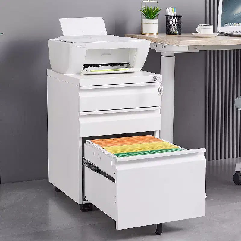 Okak Petit Meuble Classeur Mobile Moderne avec Tiroirs/Portes Verrouillables, Organisateur de Rangement pour Bureau à Domicile, Sous le Bureau