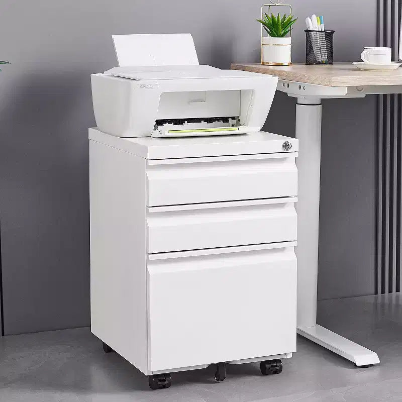 Okak Petit Meuble Classeur Mobile Moderne avec Tiroirs/Portes Verrouillables, Organisateur de Rangement pour Bureau à Domicile, Sous le Bureau