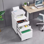Okak Petit Meuble Classeur Mobile Moderne avec Tiroirs/Portes Verrouillables, Organisateur de Rangement pour Bureau à Domicile, Sous le Bureau