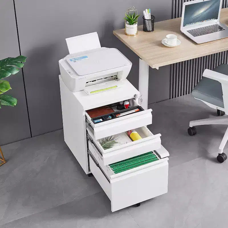 Okak Petit Meuble Classeur Mobile Moderne avec Tiroirs/Portes Verrouillables, Organisateur de Rangement pour Bureau à Domicile, Sous le Bureau