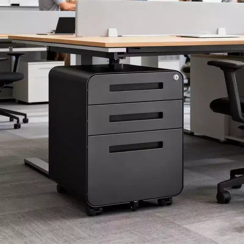 Okak Petit Meuble Classeur Mobile Moderne avec Tiroirs/Portes Verrouillables, Organisateur de Rangement pour Bureau à Domicile, Sous le Bureau