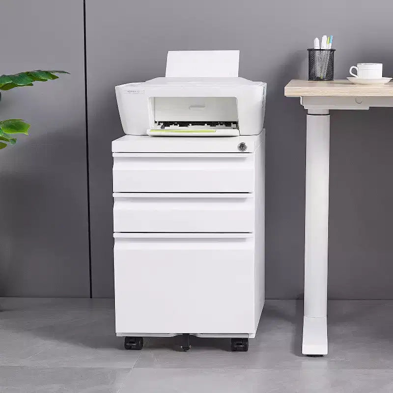 Okak Petit Meuble Classeur Mobile Moderne avec Tiroirs/Portes Verrouillables, Organisateur de Rangement pour Bureau à Domicile, Sous le Bureau